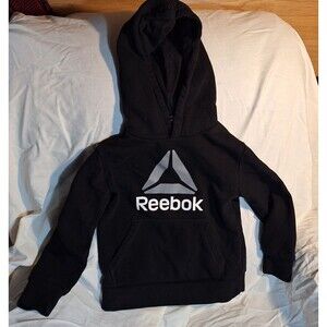 Reebok Youth 4/5 Pullover Hoodie Black Single Front Pocket